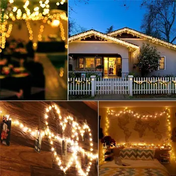 LED-uri lumina solara zână lampa cu 12 metri 100 de lumini în aer liber rezistent la apa nunta de vacanță, Crăciun, Anul Nou decorare string