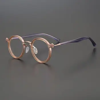 Japonia Manual De Titan Cadru Rotund Vintage Pentru Bărbați Ochelari De Super-Lumină De Înaltă Calitate Ochelari De Vedere Femei Miopie Oculos