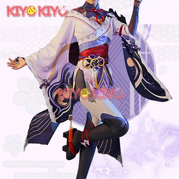 KIYO-KIYO Joc Genshin Impact Cosplay Raiden Shogun Baal Kimono Cosplay Costum Costum de Halloween