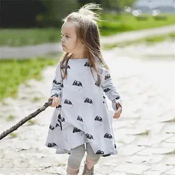 Gri Mouse-Ul De Imprimare Copii Fete Dress 90-130 Haine Copii Fete Rochii 2018 Toamna Bluze Lungi Îmbrăcăminte Pentru Copii Princess Jumper