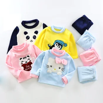 Iarna Copii Seturi De Pijamale Flanel Cald Pijamale Pentru Fete Baieti Îngroșa Moale Sleepwear 1-12 Ani Pentru Copii Desene Animate Termică Homewear