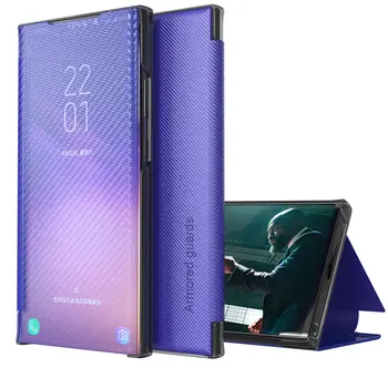 Piele Caz Pentru Samsung Galaxy S21 Plus Oglinda Clear View Flip Cover Smart Rezistent La Șocuri Plin Husa De Protectie Pentru Galaxy S21 Plus