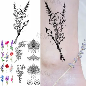 Prune Negre Buchet Picioare Tatuaje Temporare Pentru Femei Adulte Pandantiv Mandala Realist False Rezistent La Apă Tatuaj Body Art Tatoo Decal