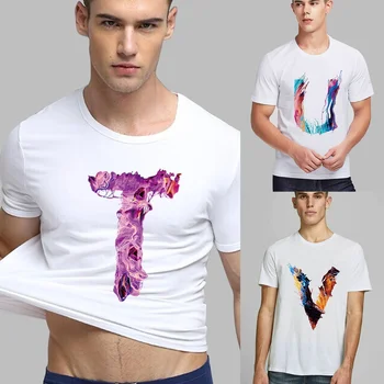 2022 Moda 26 Vopsea Limba Engleză Scrisoare De Imprimare Bărbați T-Shirt Harajuku Gât Rotund Liber Casual Maneca Scurta Unisex Vara Navetiști Topuri