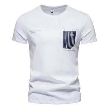YT822 Gheață-rece Matasoasa Bumbac de Înaltă calitate 2022 Nou Haine de Vară de Moda Petic de Pânză Guler Rotund Bărbați cu mânecă Scurtă T-shirt