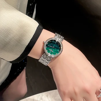 Moda Cerul Înstelat Diamant Verde Malachit Ceas Casual pentru Femei de Lux Brățară de Ceasuri de mana pentru Femei Ceasuri Ceas Transport Gratuit