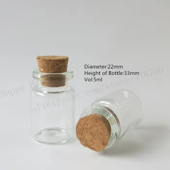 100buc 5ml Mini Clar Flacon de Sticlă cu Dop care Doresc Sticle Flacon de Depozitare a Alimentelor Recipient Borcan cu Dop Capac