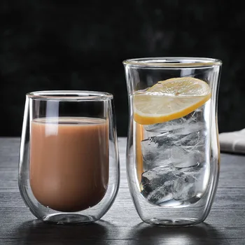 Cafea bea ceai ceașcă de sticlă clară rezistentă la căldură perete dublu lapte suc de cana pahare de cocktail, whisky, vin, bere, sticla cristal