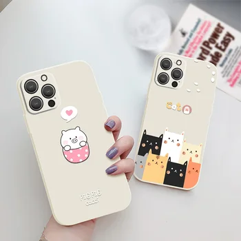 Pisică drăguț Animal Porc de Caz pentru Iphone Plus 13 14 11 Pro Max 12 Mini XS X XR Acoperire Coajă de Protecție pentru Iphone 7 8 SE 2020 2022