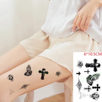 Impermeabil Tatuaj Temporar Autocolant Cruce Totem Flori de Dimensiuni Mici Cool Body Art Flash Tatuaj Fals Tatuaj pentru Femei Barbati