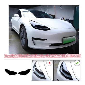 Auto Frontal Capac pentru Faruri TPU Film Protector pentru Tesla Model 3 2016-2020 Fum Negru
