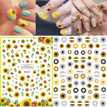 10BUC Floarea-soarelui Nail Art Sticker de Floarea soarelui, Crizantema Auto-adeziv Unghiilor Autocolant Nor Smiley de Decorare Arta de Unghii Decal