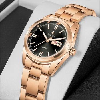 WWOOR Doamnelor Încheietura Ceas Nou Brand de Lux din Oțel Inoxidabil Casual Impermeabil Ceasuri Pentru Femei a Crescut de Aur Cuarț Ceas Reloj Mujer