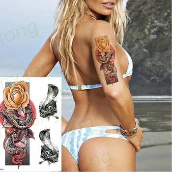 Impermeabil Tatuaj Temporar Autocolant Flori de Șarpe a Crescut de Ceas Totem Sirena Fals Tatuaj Flash Tatuaj Body Art pentru Fete Femeie Bărbat