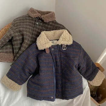 Băieții Jachete Paltoane Uza 2021 Carouri Plus Catifea Îngroșa Calde de Toamna si Iarna Fleece Bumbac Top Cadouri de Crăciun pentru Copii Clothi