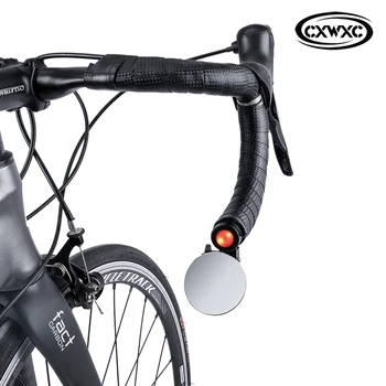 CXWXC Bicicleta Oglinzi retrovizoare Drop Bar Oglindă Pentru Road Bike Lumini LED Convex Oțel Accesorii Lentile Bar End Biciclete Oglindă