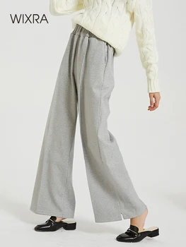 Wixra Liber Casual Pantaloni Groase Nou 2019 Talie Elastic Moda Pantaloni Largi Picior Elegant Cool Pantaloni Toamna Iarna