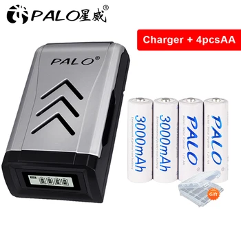 PALO 3000mAh 1.2 V AA baterie reîncărcabilă NIMH aa baterii cu USB, LCD Încărcător Acumulator de 1.2 v Ni-MH, Ni-CD AA baterii AAA