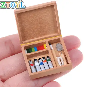 1:12 Păpuși Cutie de Vopsea Casa Papusa Mini Pictura Cutie Pigment Bastoane DIY Casa de Păpuși Piese de Jucărie Miniaturi Accesorii