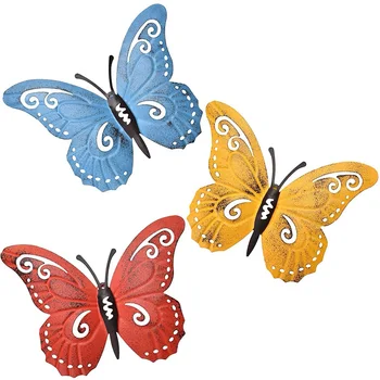 3pcs 3d Metal Gol Fluture Colorat Acasă Decor de Perete Gard de Gradina Ornament Multicolor Arta de Perete de Interior, în aer liber Agățat 2022