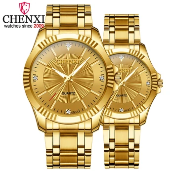 Creative Aur Bărbați Cuarț Ceasuri de mana pentru Femei de Moda pentru Bărbați din Oțel Complet de Lux Ceas Marca de Ceasuri iubitorii Impermeabil Ceas de Aur