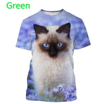 2022 Vânzare Fierbinte Pisică Floare de Imprimare 3D Maneca Scurta Barbati Drăguț Streetwear Harajuku Unisex T-Shirt Emo Grafic T Shirt