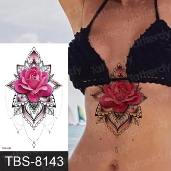 Sub sânul tatuaj sexy henna dantela autocolante bijuterii mandala tatuaj temporar autocolant flori sternului sân tatuaj fals pentru femei