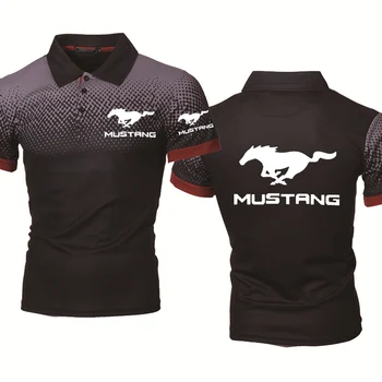 2022 Tendință Mens cu maneci scurte Mustang Masina Logo-ul de Imprimare de Vară Gradient tricou POLO Bumbac de Înaltă Calitate Mens POLO shirt