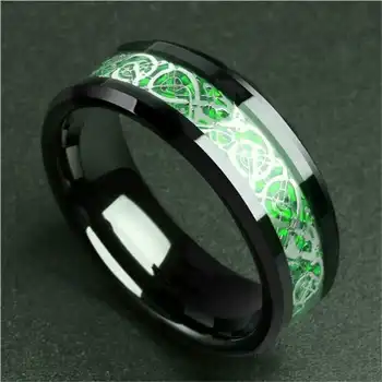 Din Oțel inoxidabil 8MM Populare Rin Fibra de Carbon Dragon Ring Moda Bijuterii pentru Bărbați