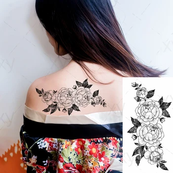 Impermeabil Tatuaj Temporar Autocolant Negru Simplu Flori Spike Frunze de Design Tatuaje False Flash Tatuaje Braț de Arta Corp pentru Femei, Bărbați