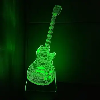 Chitara 3d Lumina de Noapte Instrumente Muzicale Lampa de Chitara cu 7 Culori Schimbare Lampă de Birou Pentru Acasa Noutate Luminaria Led 3d Lumina
