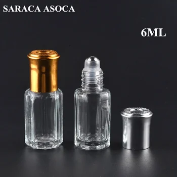6ml Octogonal Sticle Cu Rola Pe Sticle de Aromă Minge de Metal Parfum Ulei Esențial Reîncărcabile Flacoane LOGO-ul de Imprimare 50PCS/LOT