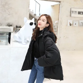 Stil coreean Iarna Solid Jos Strat de Bumbac de Moda pentru Femei Supradimensionat Liber de sex Feminin cu Gluga Puffer Jachete Scurte Căptușit Haine JD1796