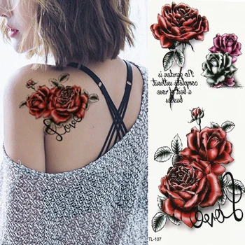 1 pc Brand Nou tatuaj Body Art Temporară 3D rose butterfly Animale Sternului corp colorat brațul Sexy Flash Tatuaje Henna Autocolante