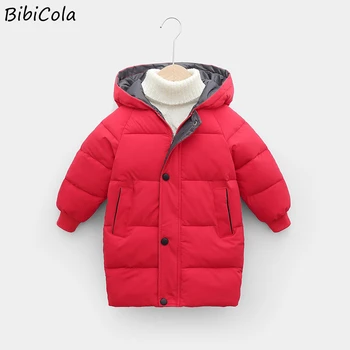 2-12 Ani Adolescenți, Băieți Și Fete Iarna Cald Sacou De Culoare Solidă Cu Gluga Jacheta Fashion Lung Strat De Bumbac