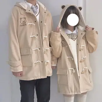 Japoneze la colegiu stil lolita dulce haină de urs broderie corn de butonul de plus de catifea victorian palton kawaii fata iubitorii de blană pentru