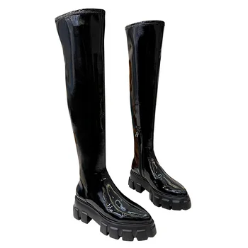 Franceză starbags cald iarna Ling zăbrele brodate jos tub lung cizme pentru femei, inch de mare, 5 cm toc înalt, de calitate superioară, cutie