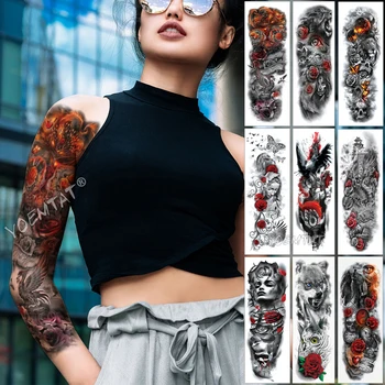 Mari Bratul Tatuaj Red Phoenix A Crescut Impermeabil Tatuaj Temporar De Hârtie Autocolant Scrisoare Pomul Vieții Tatuaj Body Art Femeile