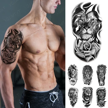 Impermeabil Tatuaj Temporar Autocolant Leu, Tigru, Lup Crescut De Ceas Flash Tatuaj Femei Bărbați Brațul Body Art Transfer Fals Maneci Tatuaje
