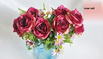 Șapte trandafiri capete buchet de flori artificiale decor de flori false simulare trandafiri șapte culori pentru a alege de SF0210