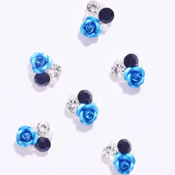 100buc/Lot 3D Nail Art Aliaj Metal de Decoratiuni Rășină Flori de Trandafir de Cristal Pietre de Diamant Consumabile Unghii Farmece Pietre JE371