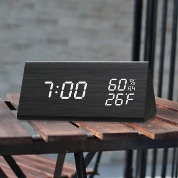 Ceas cu Alarmă Digital cu LED Electronice Timp de Afișare Ceas Deșteptător Umiditate Și Temperatură Detectare Ceas