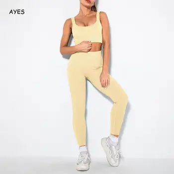 AYES Îmbrăcăminte pentru Femei 2021 Femei 2 Bucata Set de Pantaloni Sportsuit Trening Solid Tank Top Pantaloni Lungi de Fitness Vara Pantaloni Seturi Tinuta