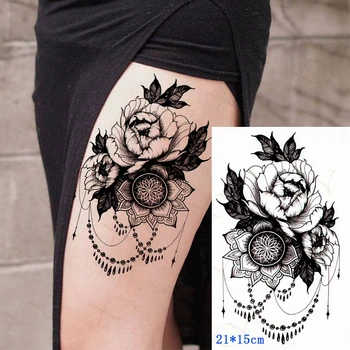 Rezistent La Apa Tatuaje Temporare Autocolant Mandala Bujor Flash Tatuaj Butterflyflower Body Art Brațul Fals Maneca Prinker Tatuaj Femei Bărbați