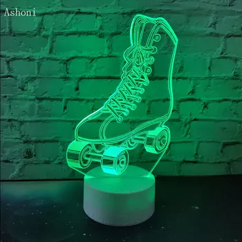 3D LED RGB Lumina de Noapte Patine cu rotile Multicolor 7 Culori Schimbare Lampă de Masă USB pentru Copil Cadou de Crăciun Decror