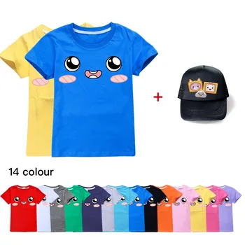 Noi Băieții Graphic Tee de Bumbac cu mânecă Scurtă T-shirt Lankybox Copii Haine Adolescente Vara Printesa T Shirt Toddler Topuri+Hat