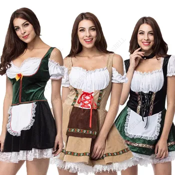 Medieval Femeile Adulte Oktoberfest Dulce Dirndl Costum Bavaria Dantela-Up Overbust Curea Rochie Fancy Costum Tradițional Pentru Femei