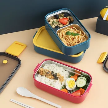 Din Oțel Inoxidabil Drăguț Cutie De Prânz Pentru Copii Alimente Recipient De Stocare Boxs Paie De Grâu Material Anti-Scurgere Stil Japonez Bento Box