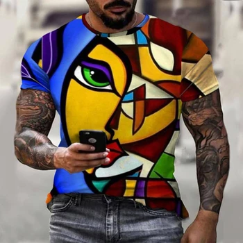 Super Mari Bărbați T-shirt, cu Abstract 3D Pictura de Arta de Imprimare 3D, Strada Hip-hop Distracție Națională Stil de Moda de Top Tricou de Vara