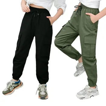 Oyolan Moda Streetwear Pantaloni Vintage Adolescentă Pantaloni Largi Multi Buzunare Talie Mare Pantaloni Casual Pantaloni De Funcționare